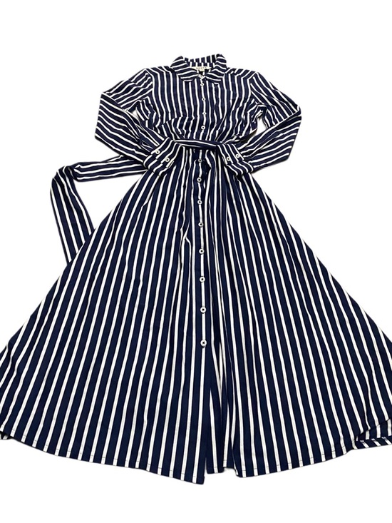 Boden Marcia Jersey Shirt Dress Midi Navy White stripes 6 Petite - Picture 2 of 6